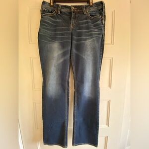 Silver Fluid Dark Blue Straight Leg Jeans